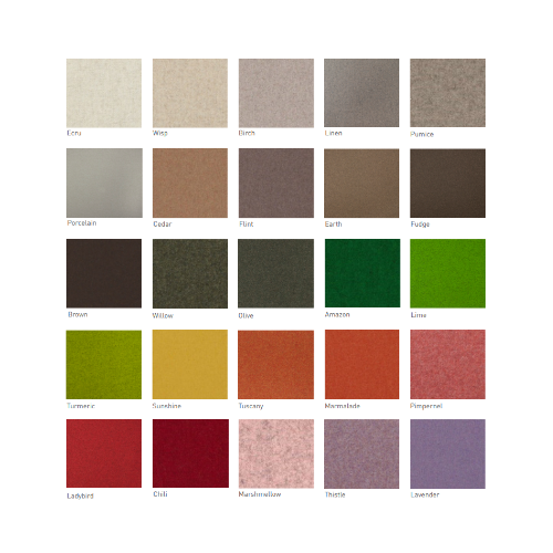 colour card showing a range of colour from the augustus range