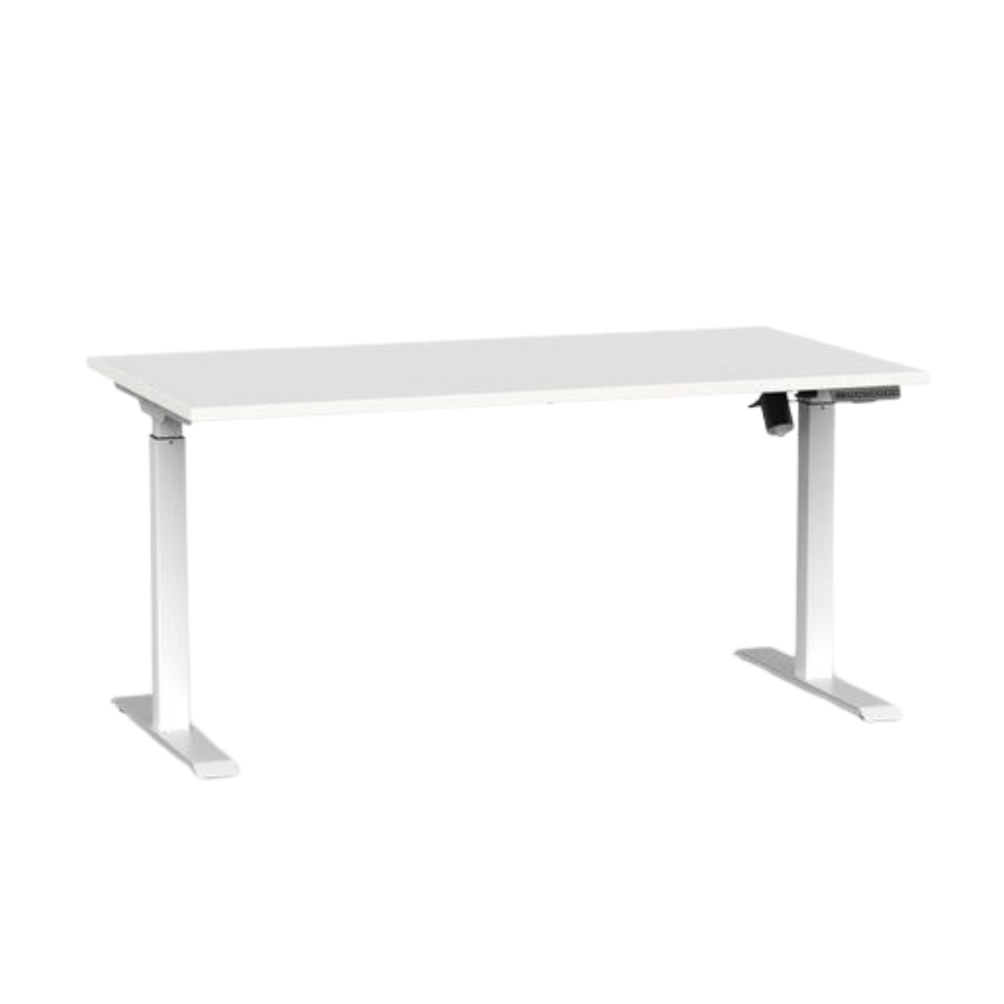 Agile boost electric sit to stand desk with white frame and white top