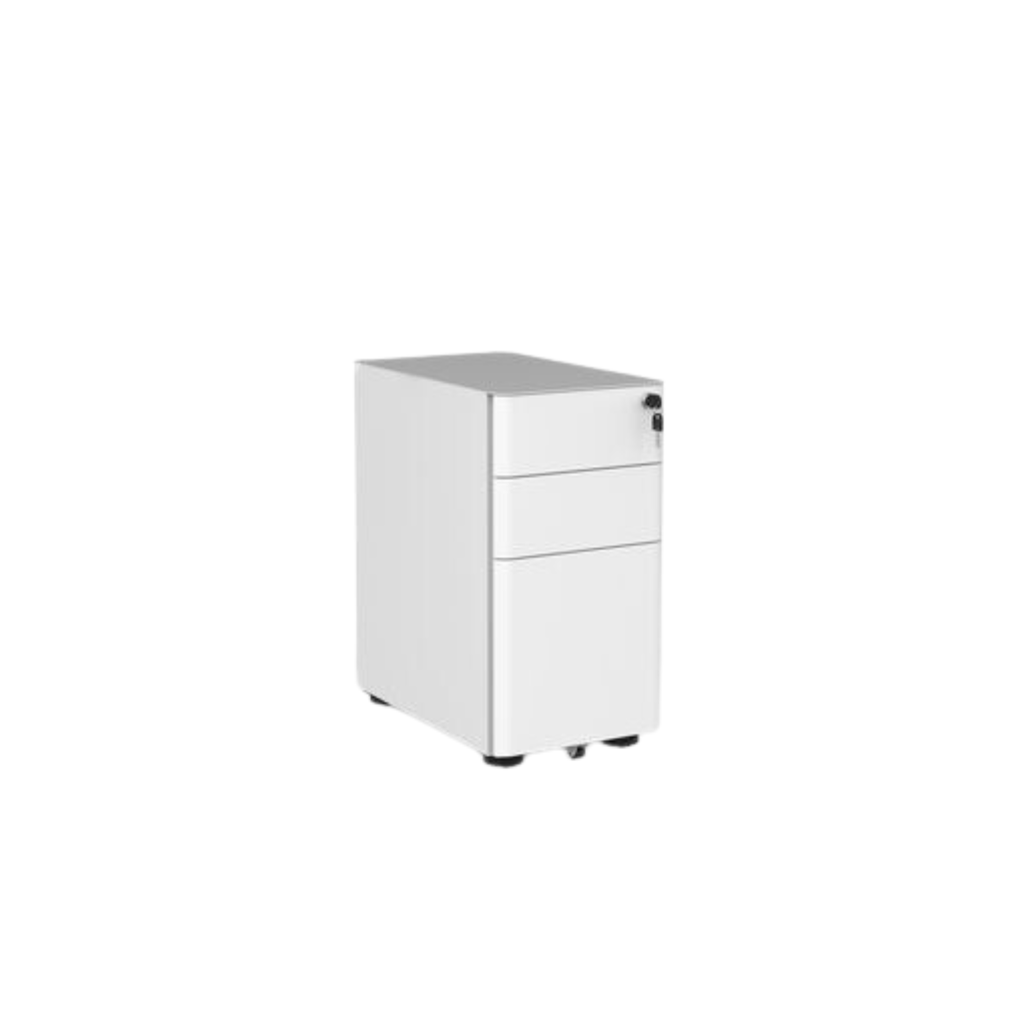 Agile slim size lockable metal mobile with 2 stationery drawers and 1 filing drawer in white
