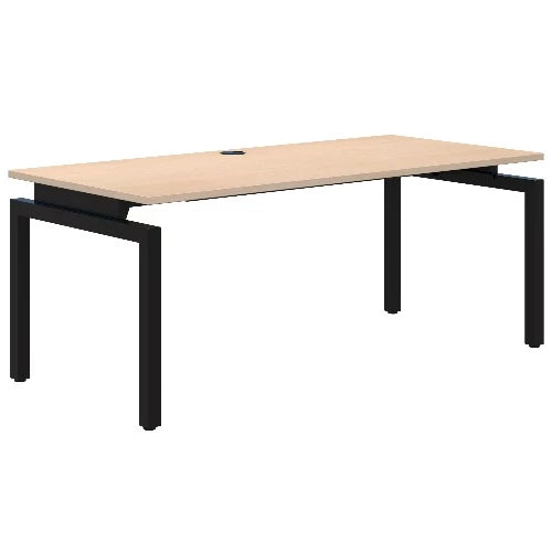 Fixed height Balance Desk with black frame and refined oak top.
