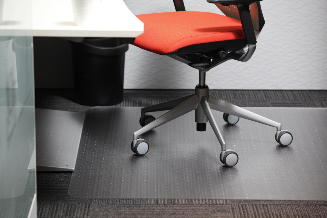 Rectangle polycarbonate chair mat in office setting