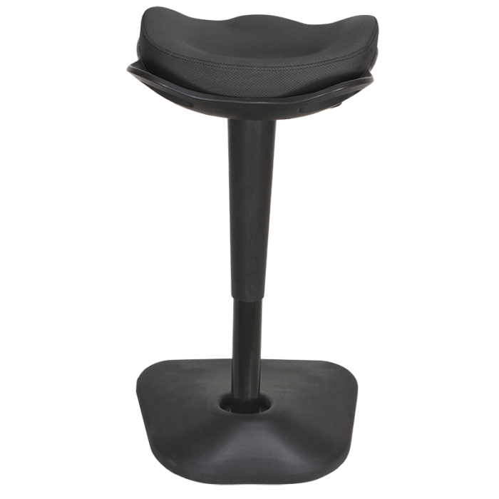Dyna stool with black nylon base and black fabric seat rear view