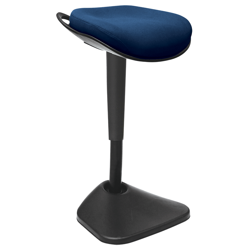 Dyna stool with black nylon base and blue fabric seat