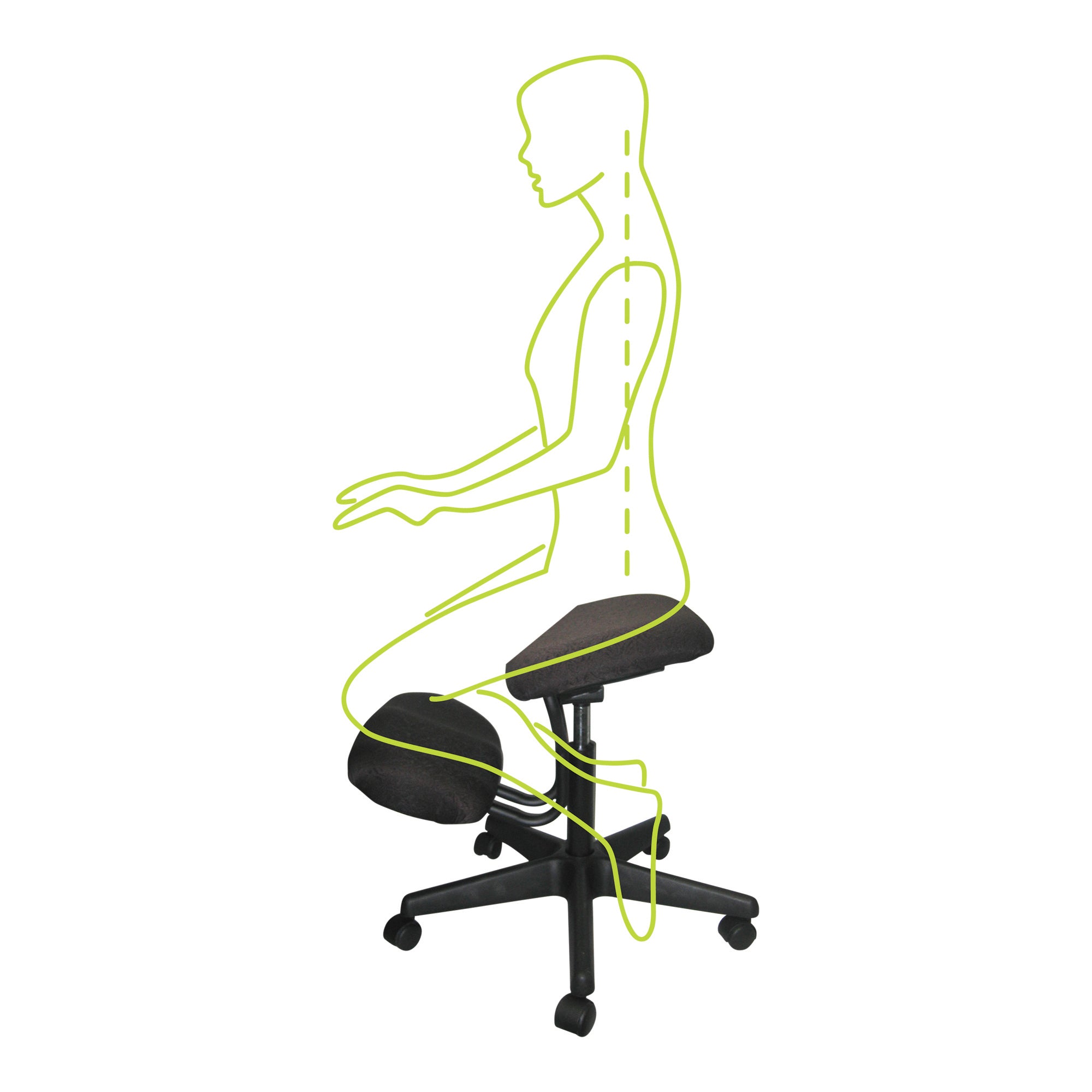 Kneeler stool with example drawing of use