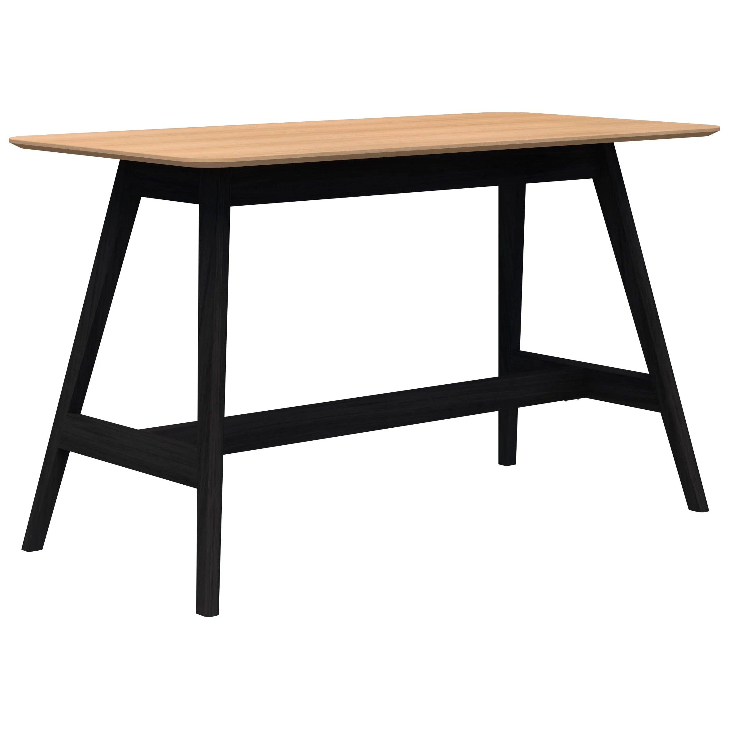 Oslo bar leaner with black stained ash timber frame and veneered ash top.