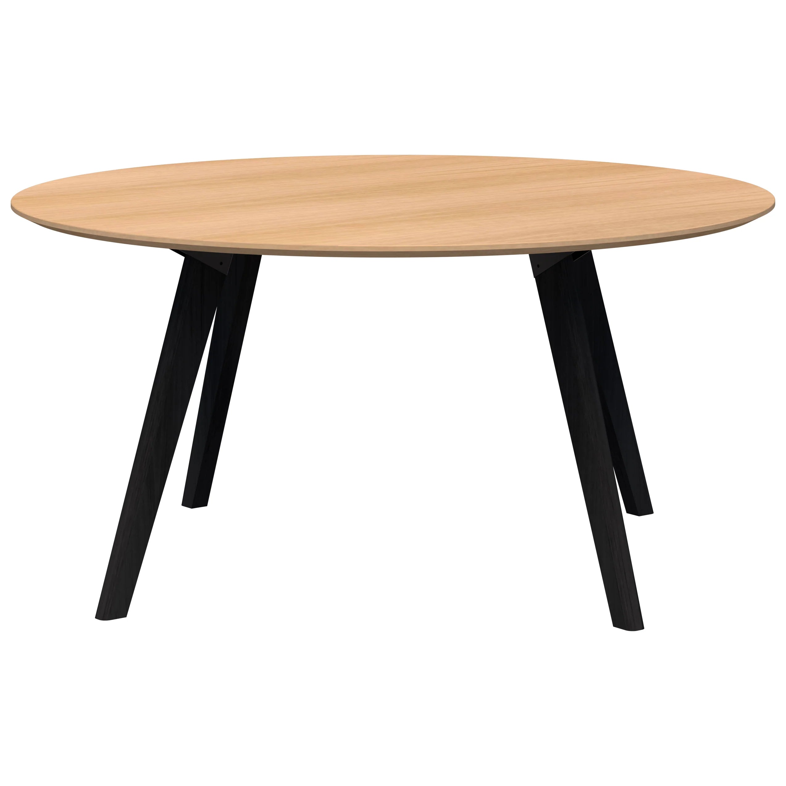 Oslo Round Meeting Table with four leg stained black ash frame and veneered ash top