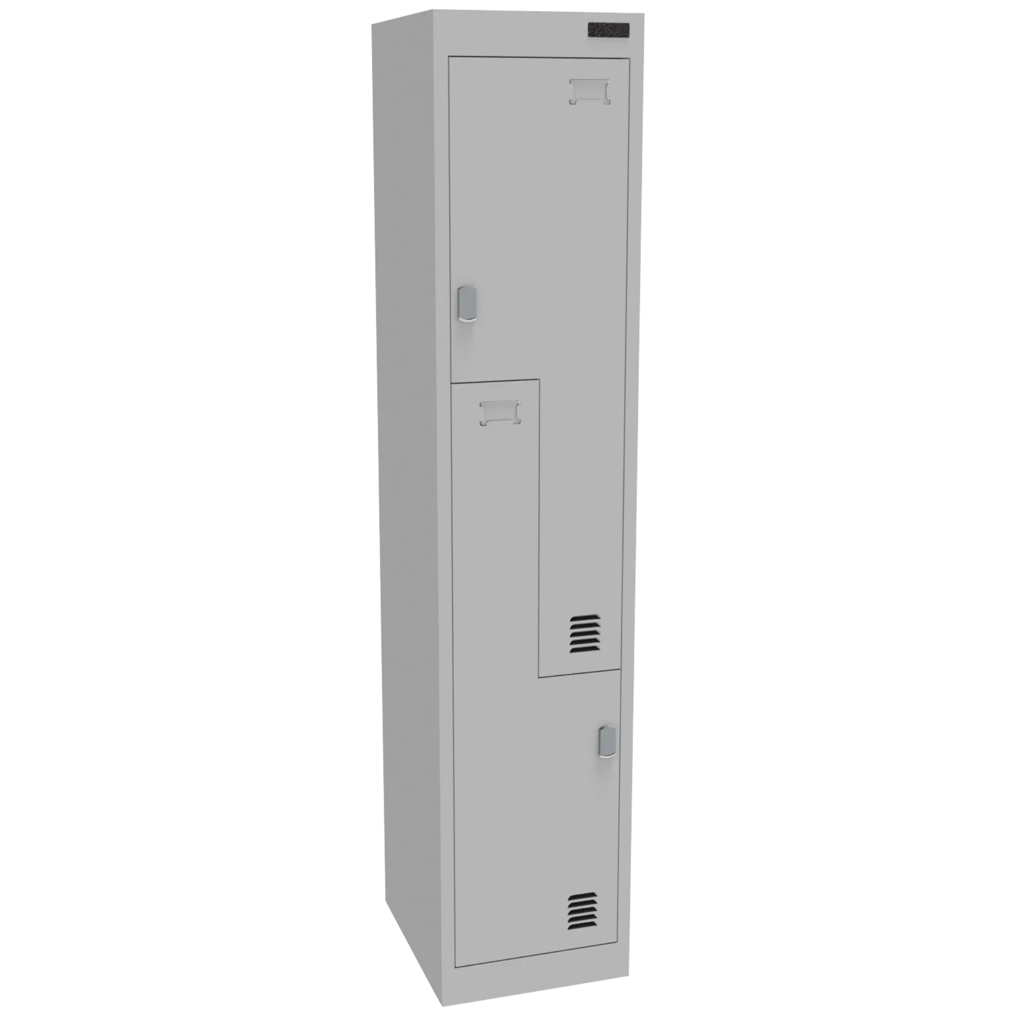 Metal locker with 2 stepped doors and latchlock