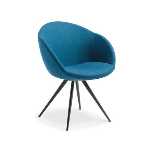 Amelia chair with black stork base and synergy fabric in blue