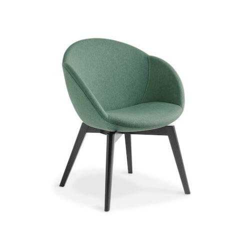 Amelia chair with black leg base and momenum fabric in green motive