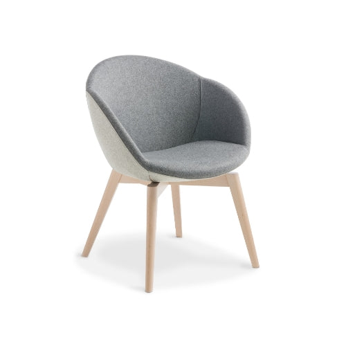 Amelia chair with natural beech leg base and momenum fabric in grey