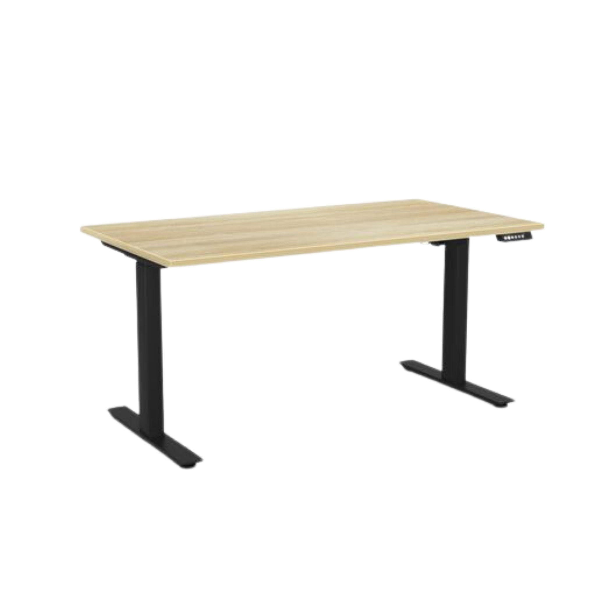 Agile 2 electric sit to stand desk with black frame and atlantic oak top