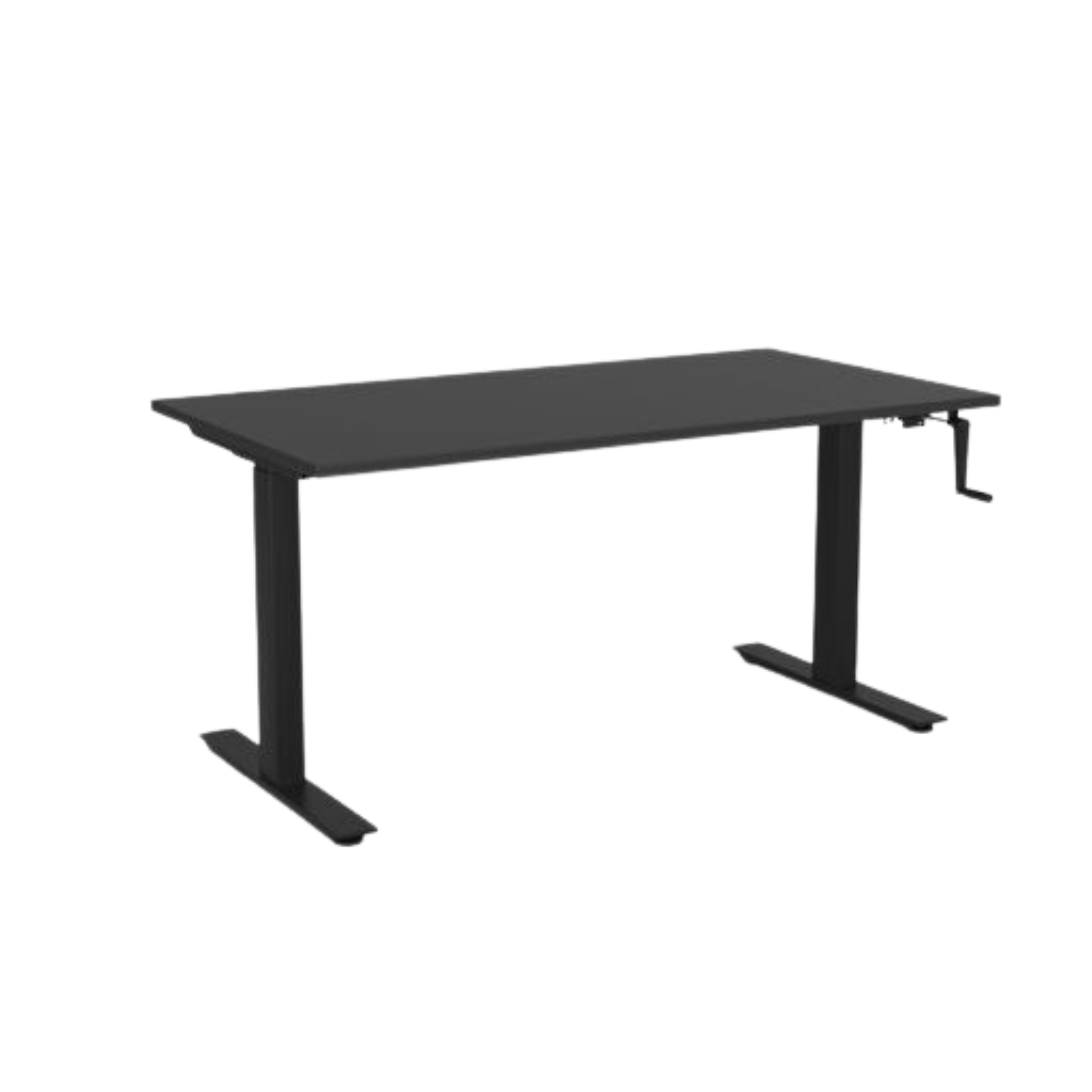 Agile winder sit to stand desk with black frame and black top