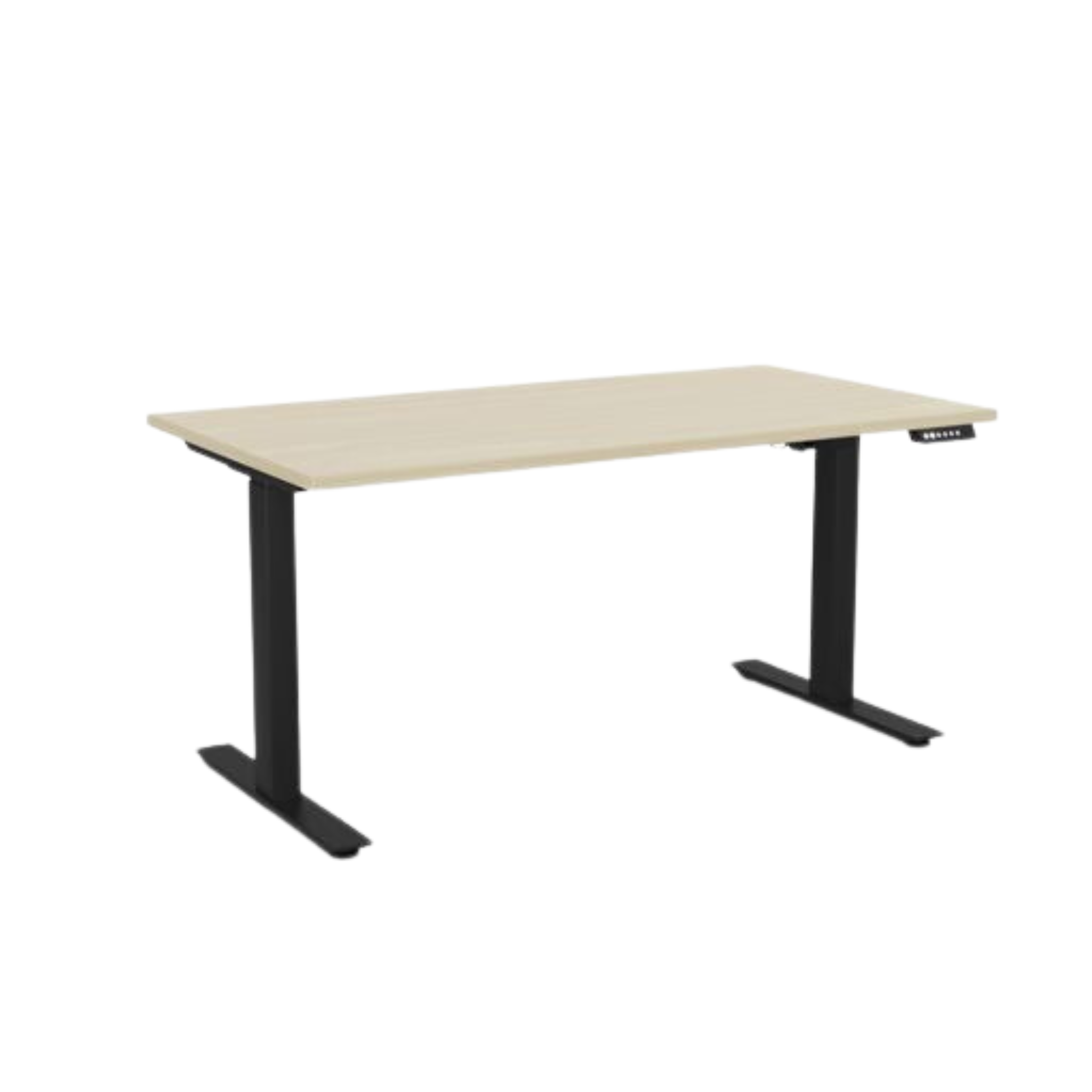 Agile 2 electric sit to stand desk with black frame and nordic maple top