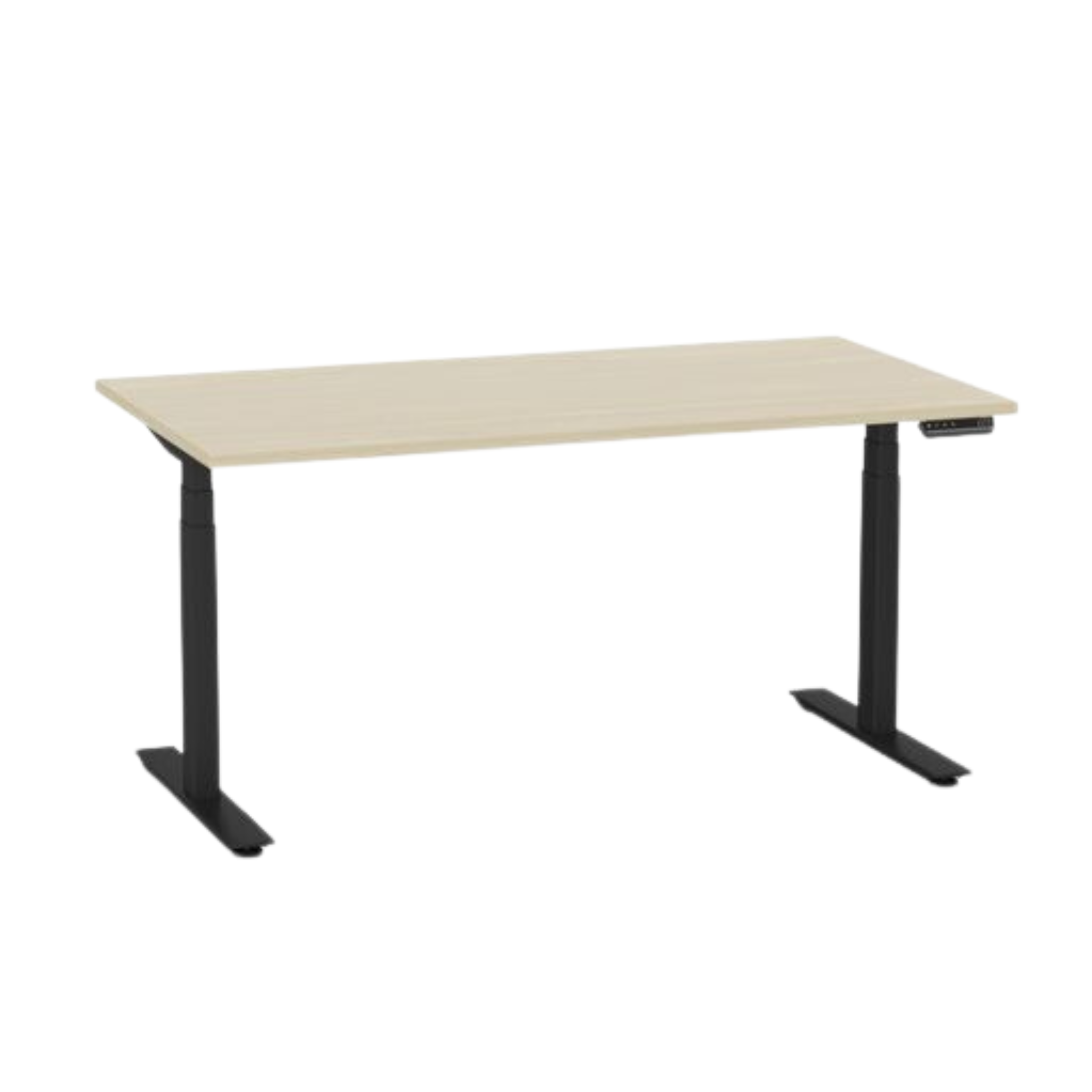 Agile Pro electric sit to stand desk with black frame and nordic maple top