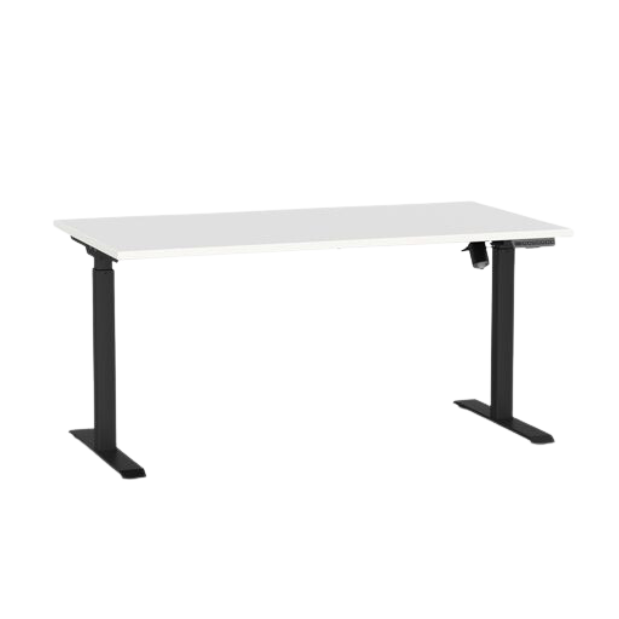 Agile boost electric sit to stand desk with black frame and white top