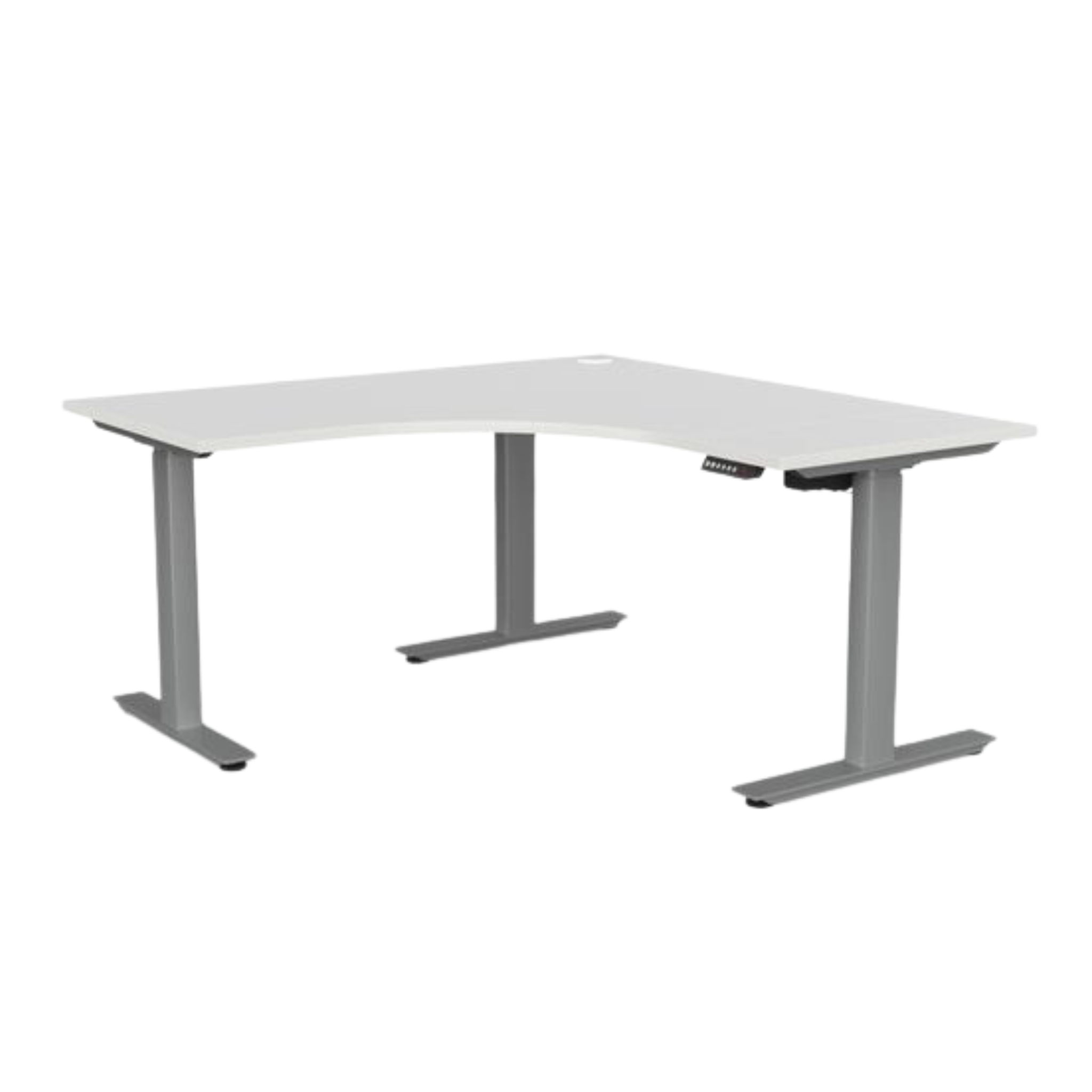 Agile 2 corner workstation with silver frame and white top