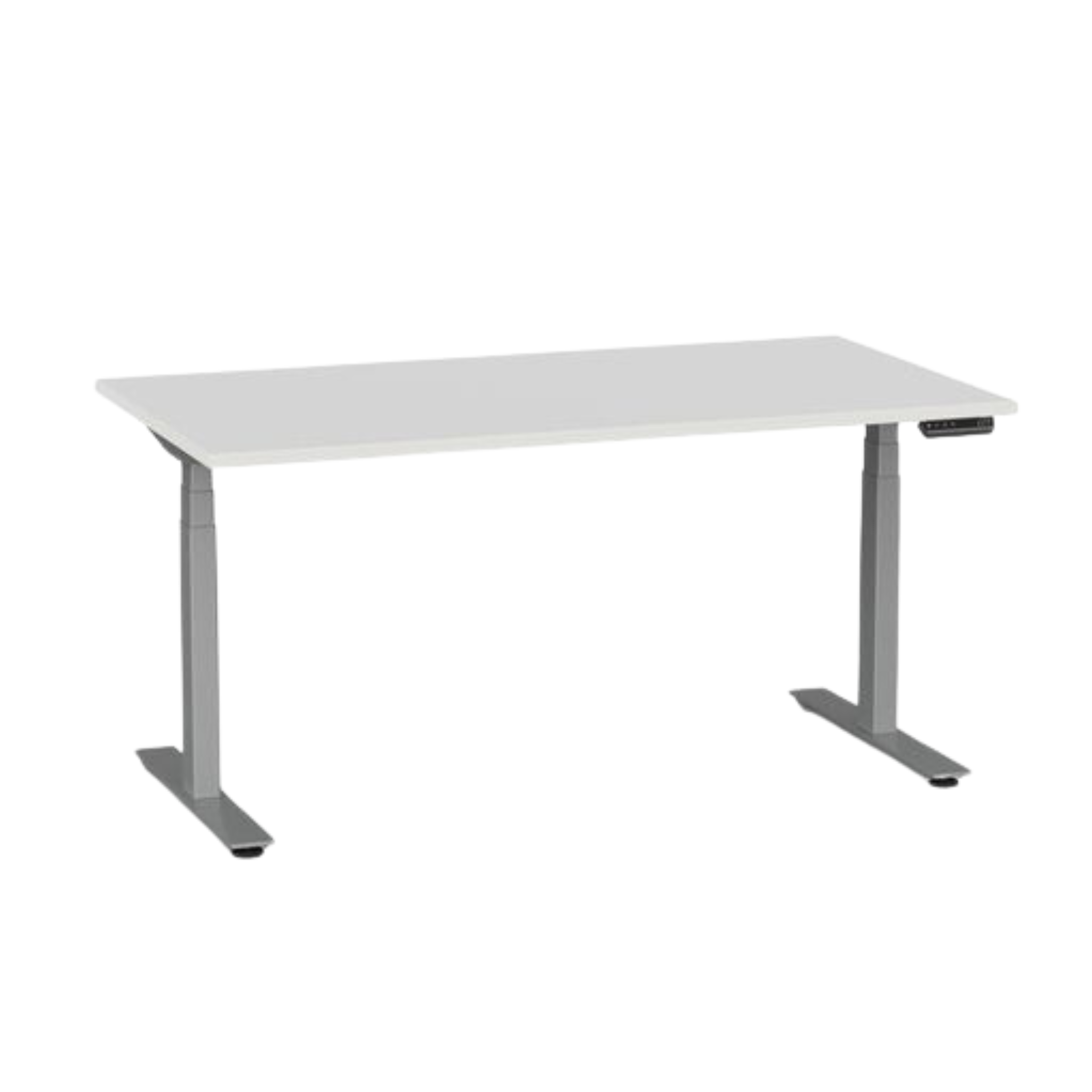 Agile Pro electric sit to stand desk with silver frame and white top
