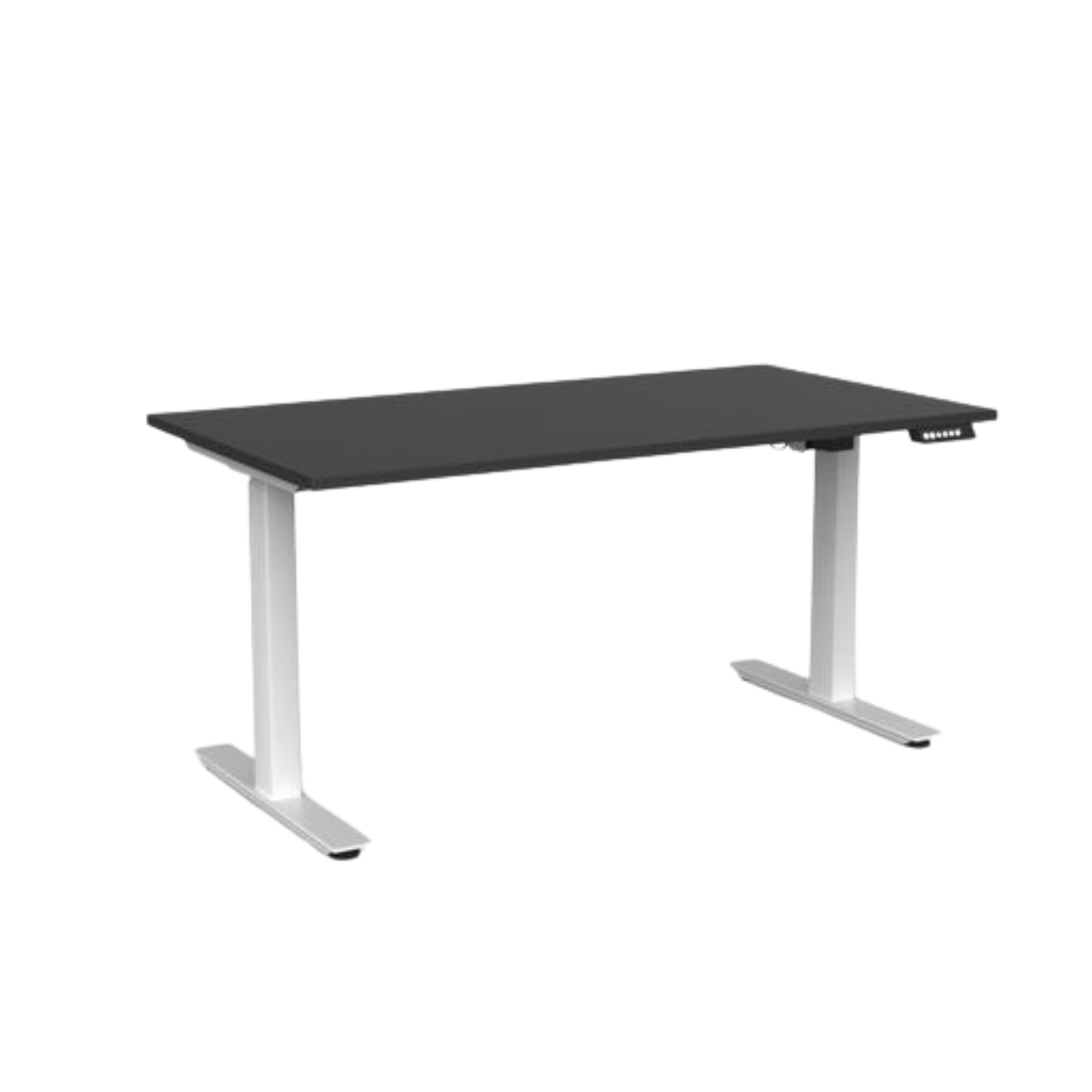 Agile 2 electric sit to stand desk with white frame and black top