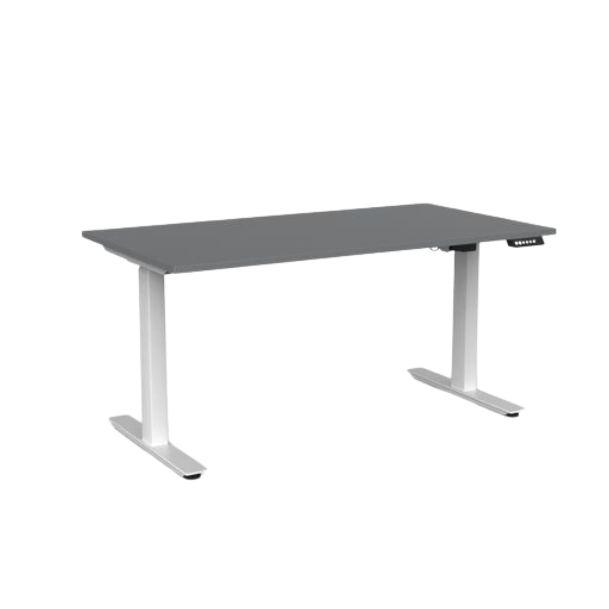 Agile 2 electric sit to stand desk with white frame and silver  top