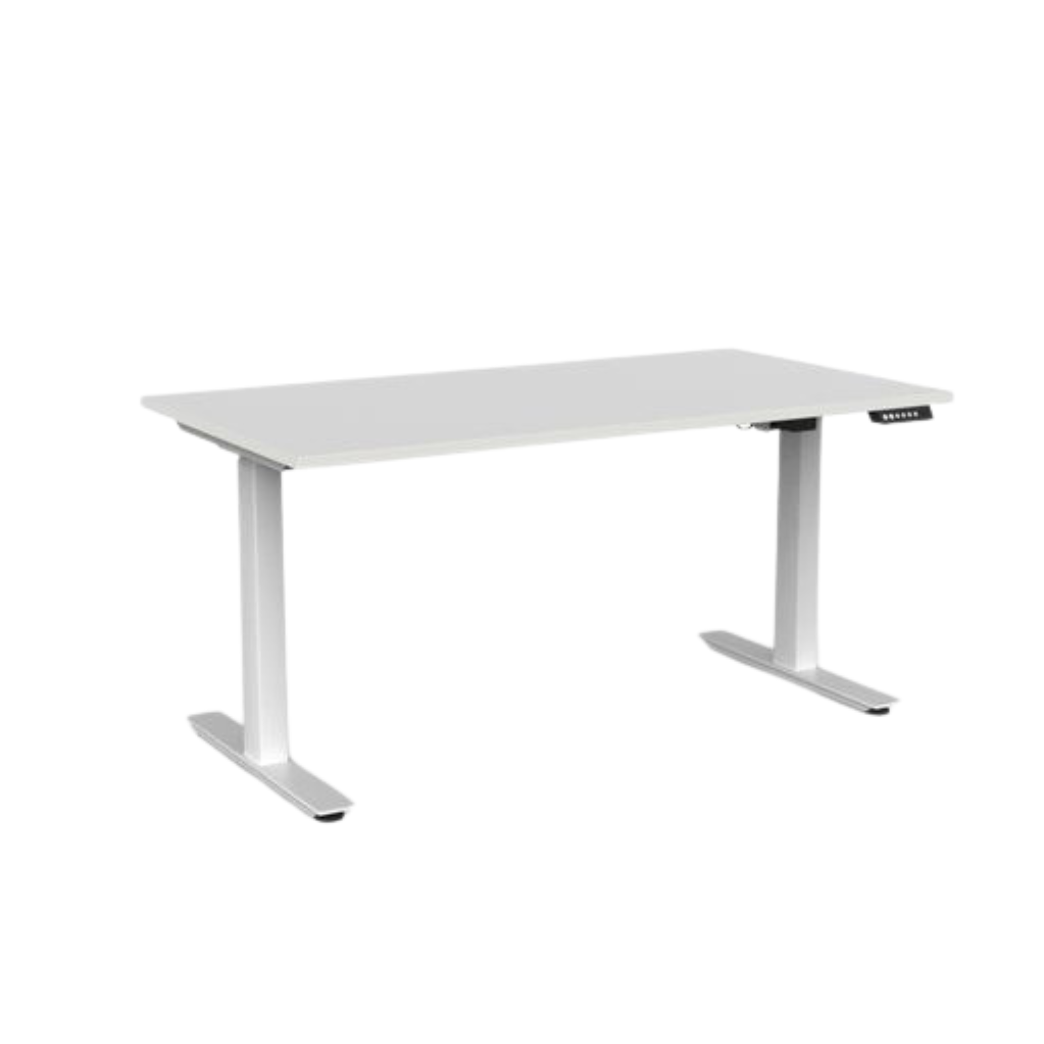 Agile 2 electric sit to stand desk with white frame and white top