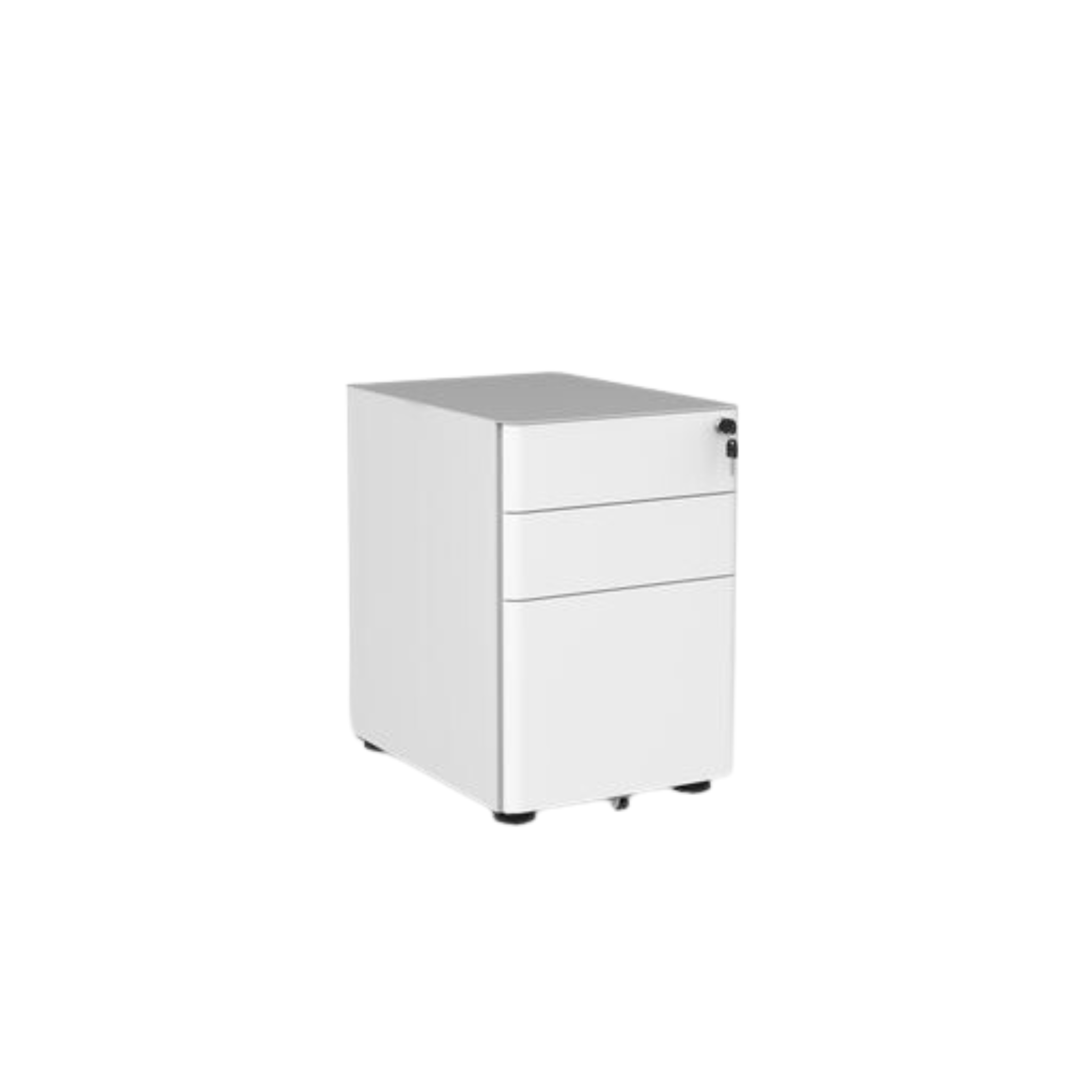 Agile lockable metal mobile with 2 stationery drawers and 1 filing drawer in white