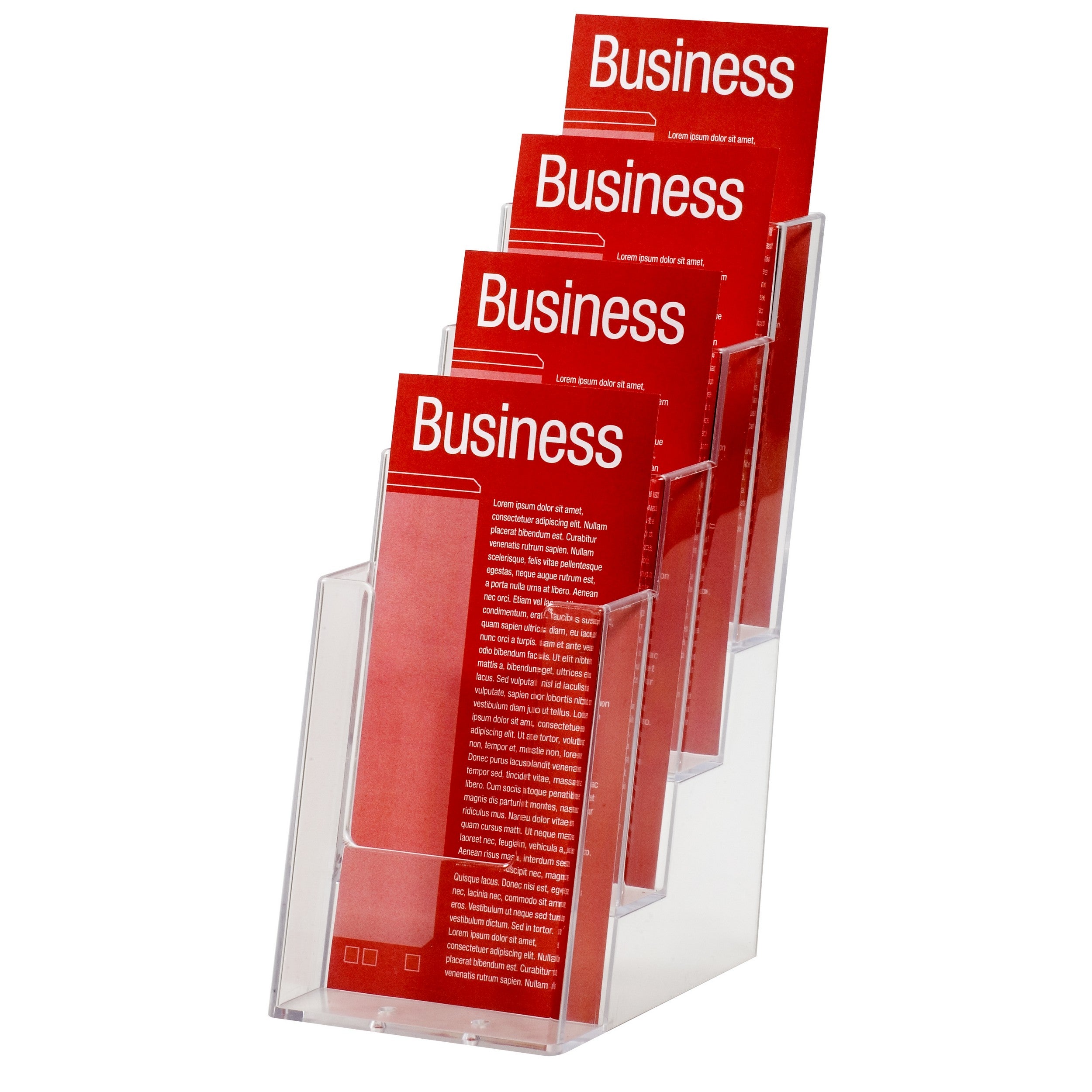 DL size brochure holder, four tier, free-standing.