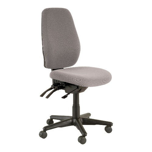 Aura Ergo Plus task chair with nylon base and castors and charcoal fabric no arms
