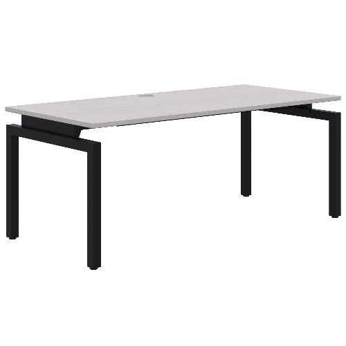Fixed height Balance Desk with black frame and silver strata top.