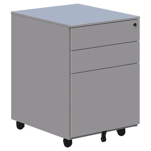 Cube silver metal mobile with 2 stationery drawers and 1 filing draw