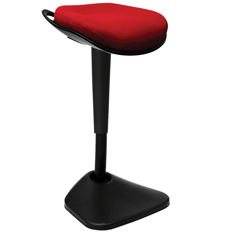 Dyna stool with black nylon base and red fabric seat
