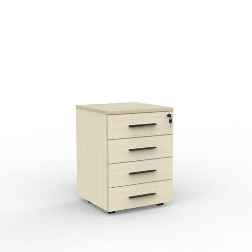 Cubit mobile with 4 stationery drawers in nordic maple with black handles