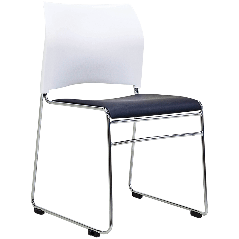 Maxim Chair with chrome sled base, black seat and white back