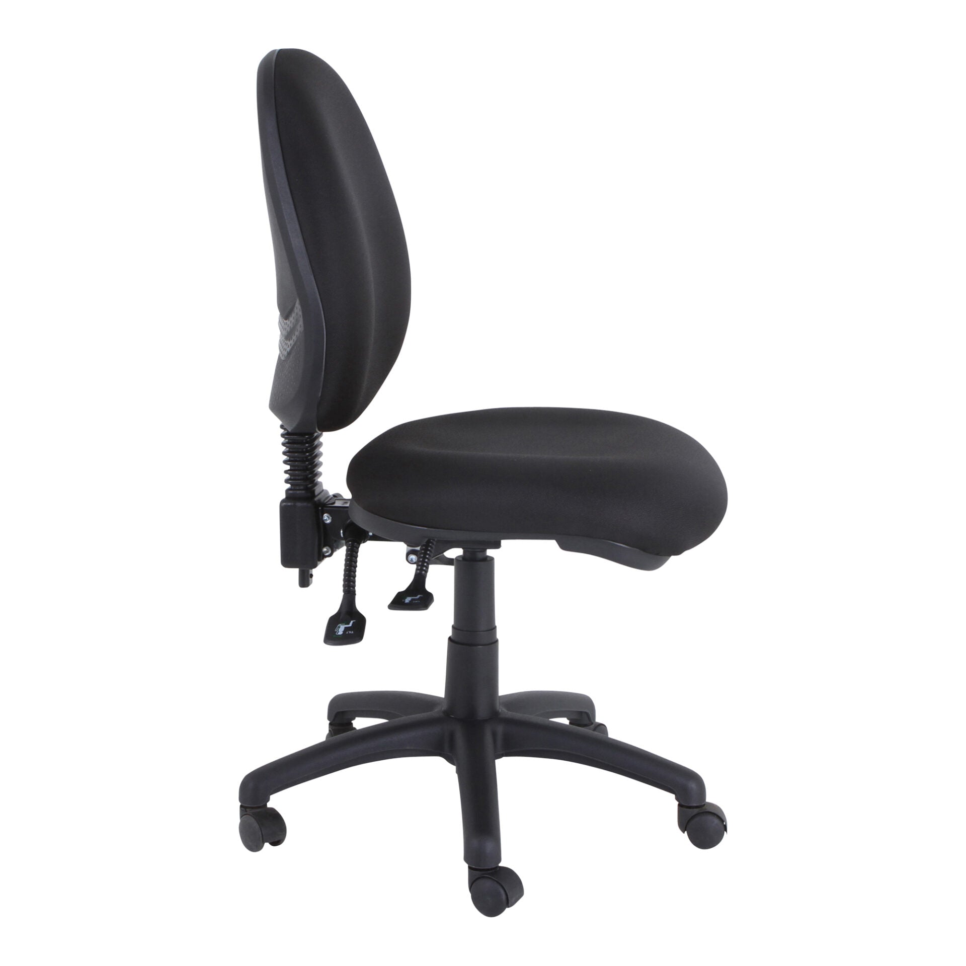 Mondo Java high-back task chair in black, side view.