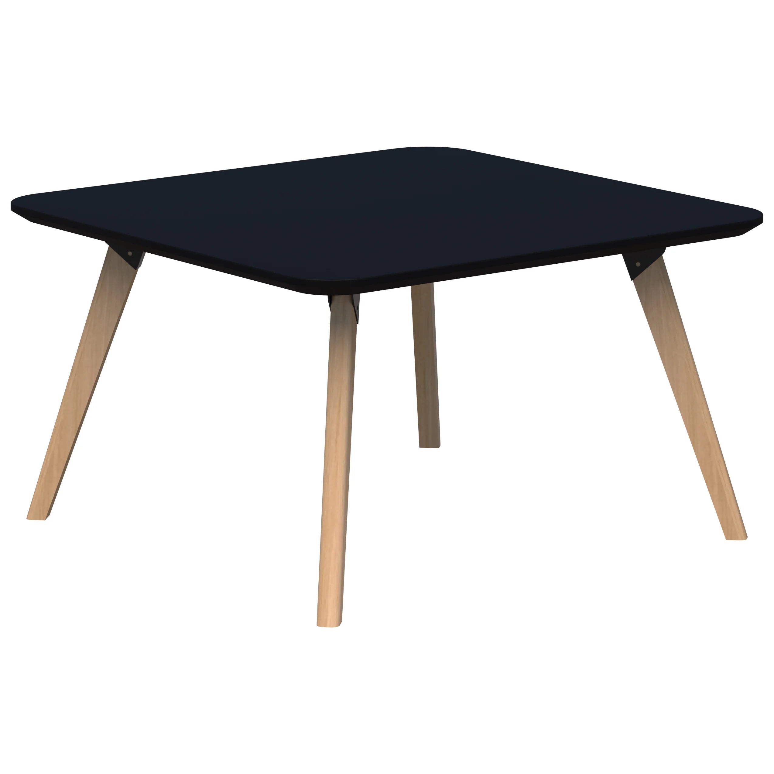 Oslo square coffee table with ash timber frame and black velvet soft matt top.