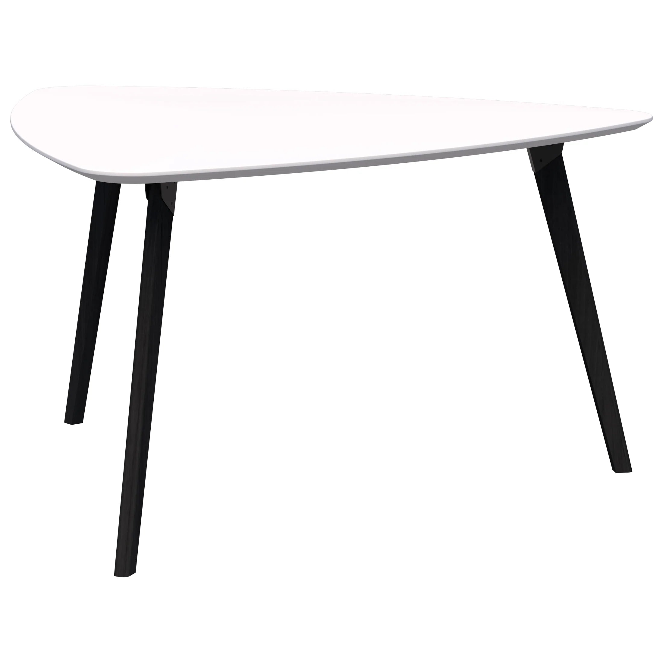 Oslo Tri Meeting Table with three leg black stained ash frame and snow velvet white top