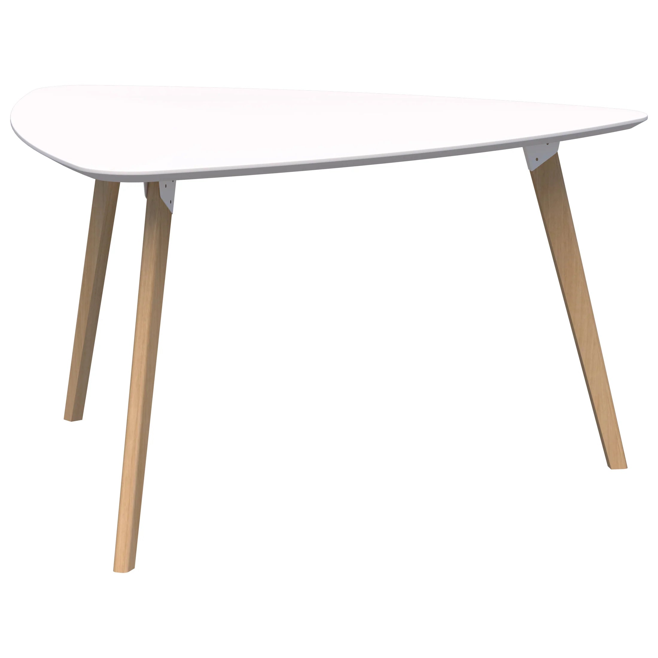 Oslo Tri Meeting Table with three leg natural ash frame and snow velvet white top