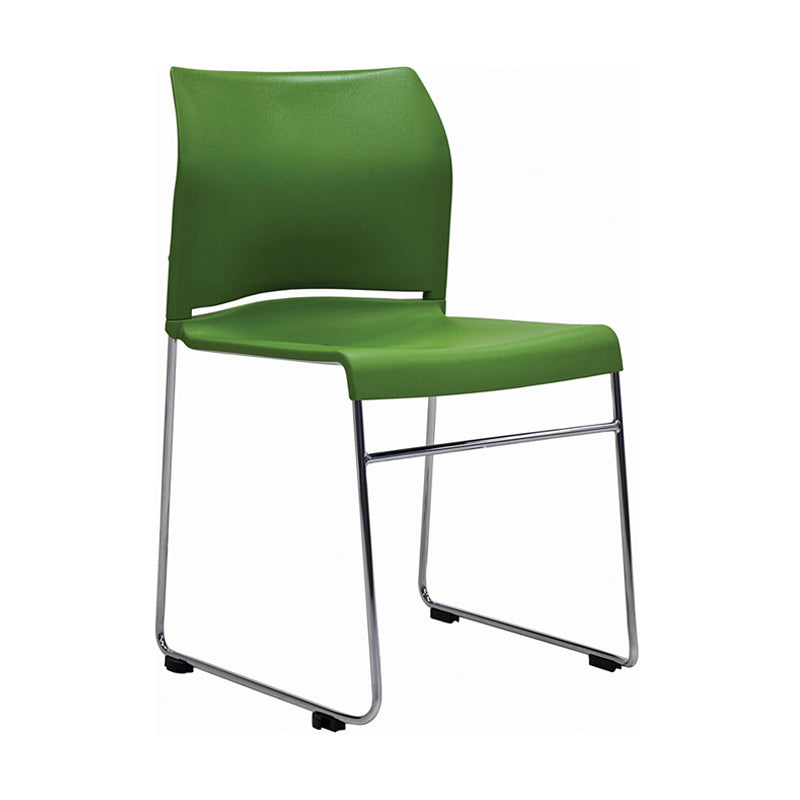 Envy chair with green shell and chrome skid frame