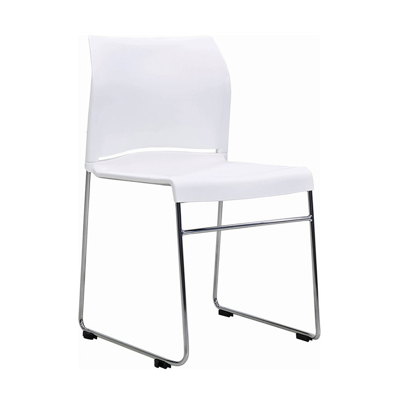 Envy chair with white shell and chrome skid frame